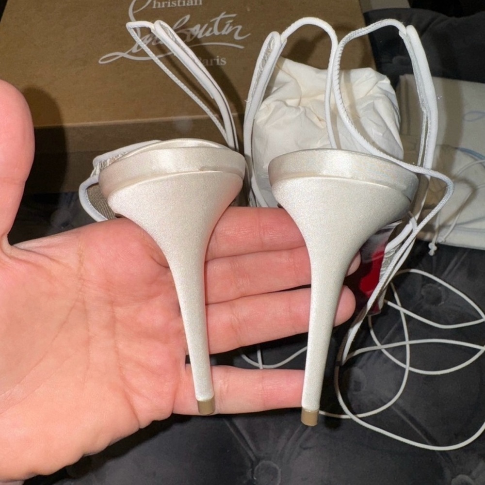 Christian Louboutin White Lace Heels - Picture 6 of 10